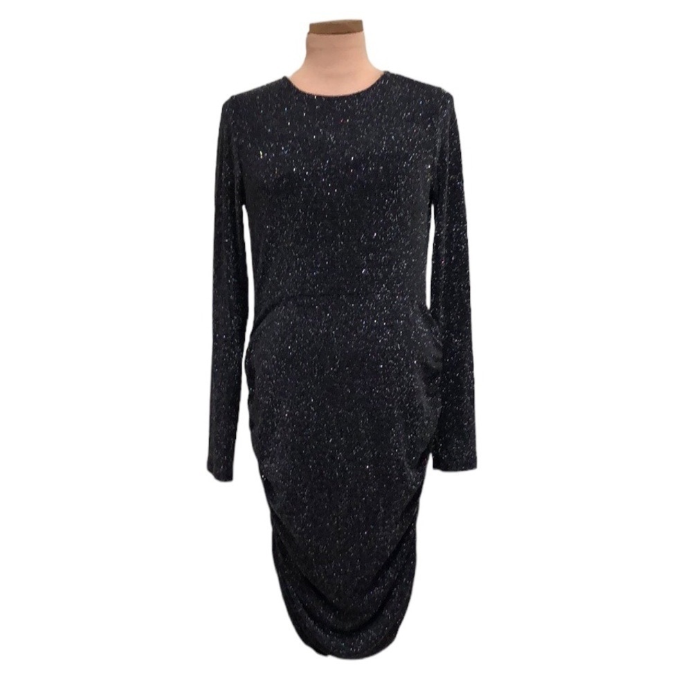 Leith Cocktail Dress Size Large Black Multicolored Glitter